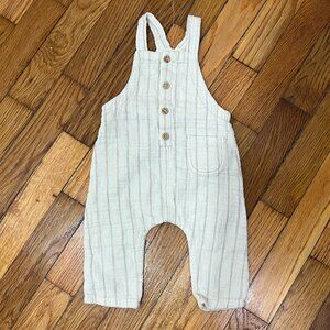 PRE-OWNED - ZARA Baby Boy Ivory Striped Boho Overalls Size 3 to 6 Months